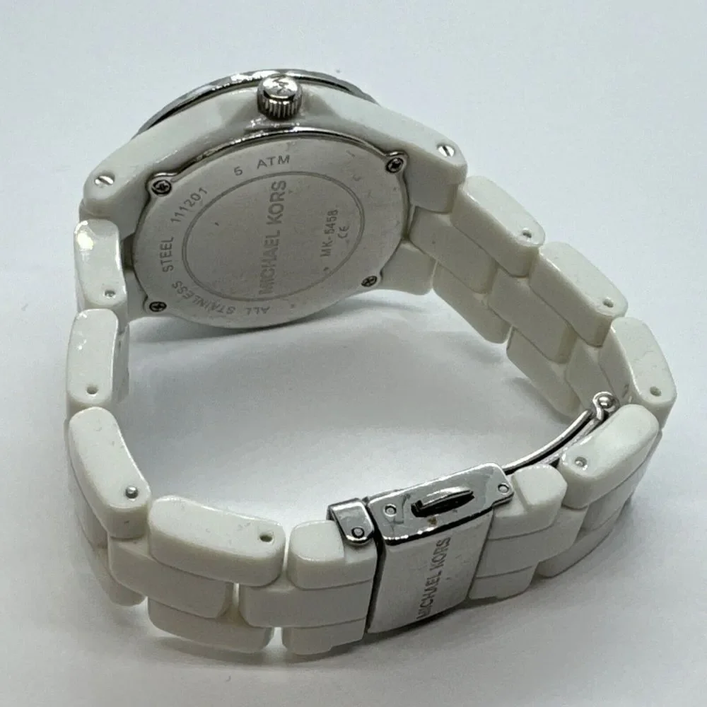 Michael Kors MK5458 Women's White Acrylic Analog Dial Quartz Wrist Watch JNA294